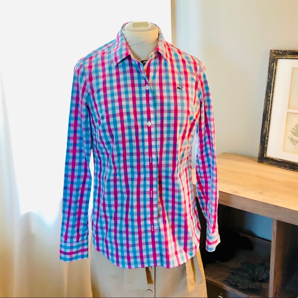 Vineyard vines plaid button down shirt